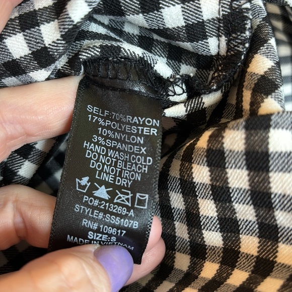 Shinestar Mini Skirt Black and White Gingham A-Line Size Small - Picture 4 of 5
